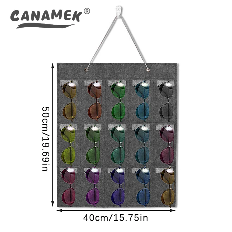 15Slots Felt Eyeglasses Stand Holder For Sunglasses Glasses Storage Display Hanging Bag Wall Pocket Storage Box Organizer image 6