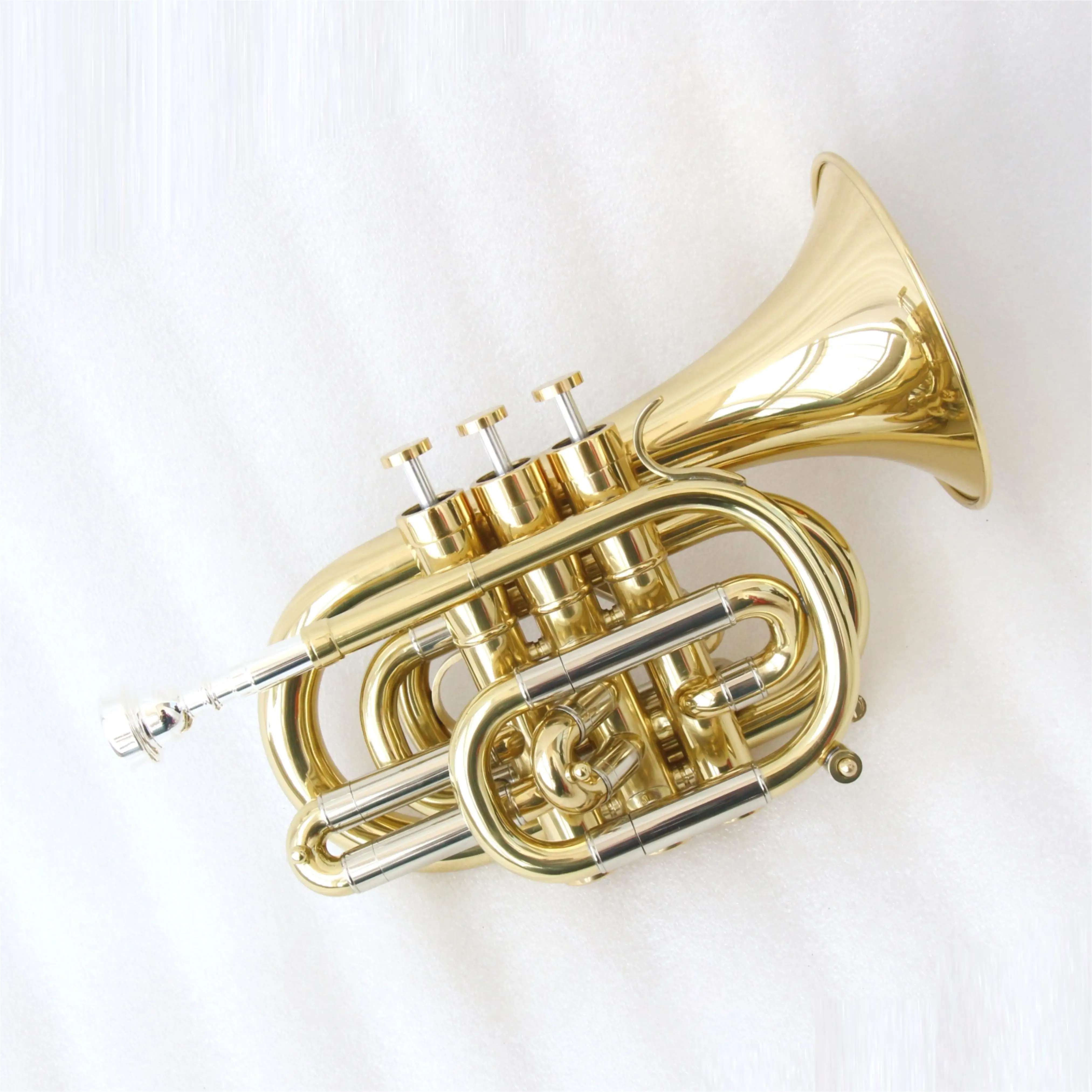 

Economical pocket trumpet for sale high quality trumpet instrument Bb Gold Lacquered Trumpet