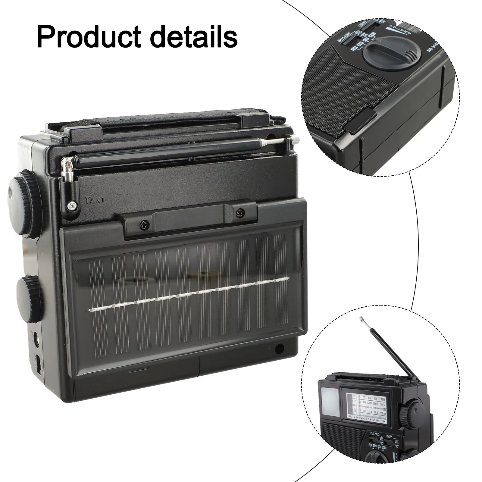 

Солнечная радиостанция с фонариком для зарядки мобильного телефона, многодиапазонная ручная FM-подключаемая карта, портативное многофункциональное радио