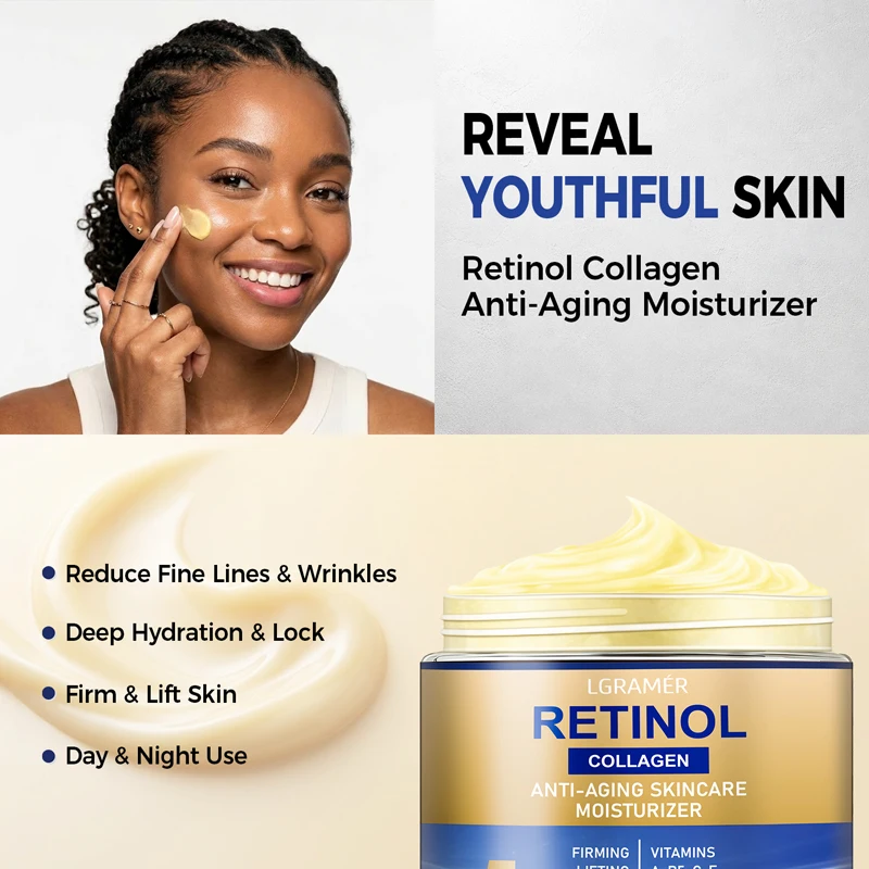 Retinol Face Cream Moisturizing Wrinkle Remover Collagen Hyaluronic Acid Creams 30g/60g Skin Care Cosmetic for Women&Men view 5