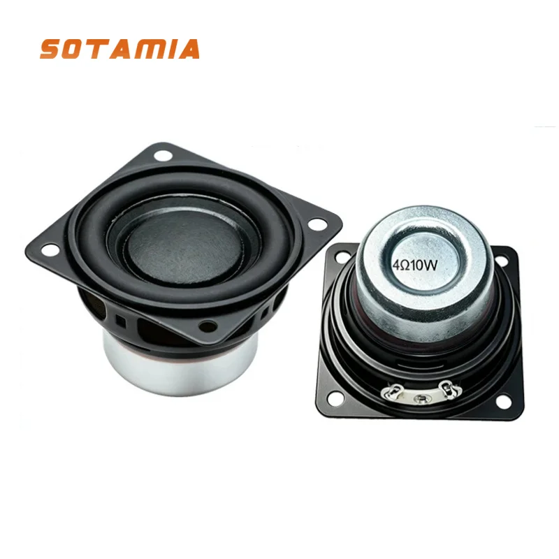 SOTAMIA 2Pcs 45mm Square Audio Speaker 20 Core 4 Ohm 10W Paper Cap HIFI Loudspeaker DIY Mini Bluetooth Speaker Electric Guitar