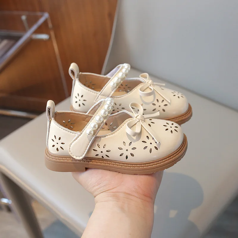 

Lightweight Anti-slippery Little Girl Leather Butterfly Shoes Bridesmaid Shoes Elegant Kids Dress Shoes with Pearl