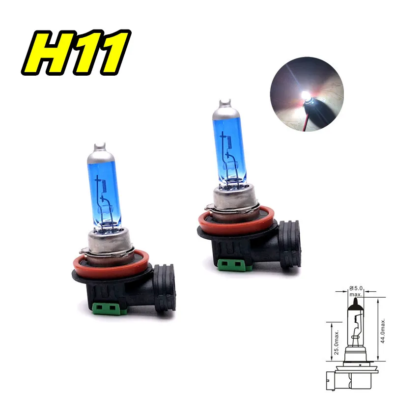 2pcs Super Bright รถ H1 H3 H4 H7 H8 H9 H11 H15 9005 HB3 Auto หลอดฮาโลเจนหลอดไฟหมอกไฟ 55W 12V 6000K ไฟหน้าสีขาว
