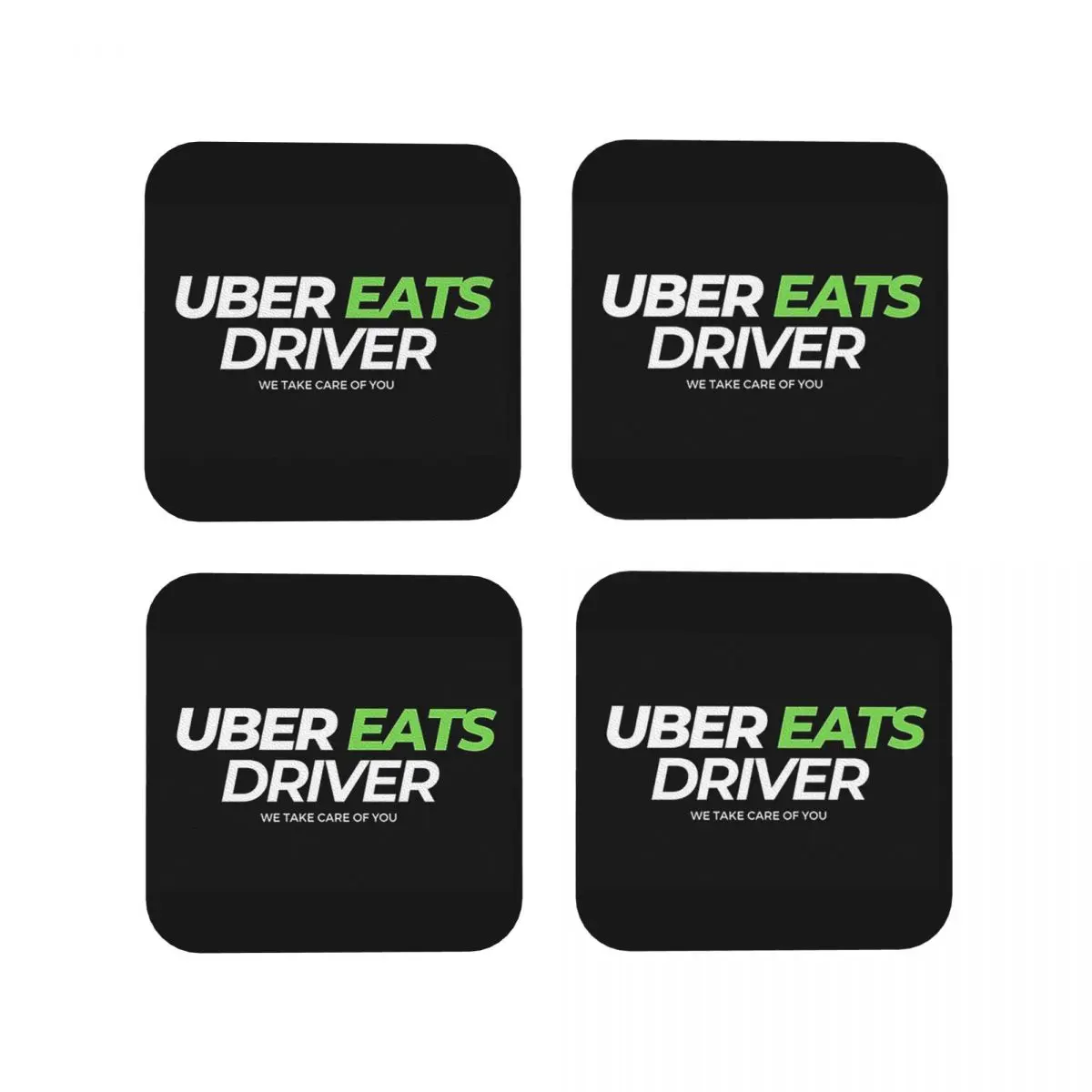 Uber Eats Driver Logo توصيل الطعام سائق الوقايات المطبخ المفارش كوب عازل القهوة الحصير أدوات المائدة منصات مجموعة من 4