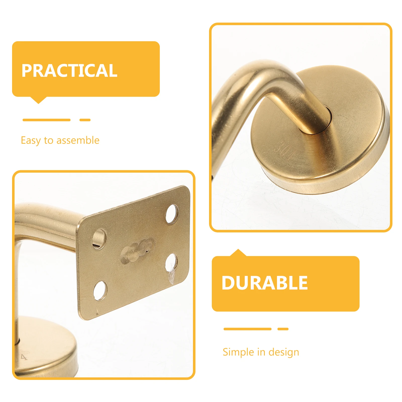 

2 Pcs Handrails for Outdoor Steps Staircase Bracket Golden Retriever Black Brackets Braces
