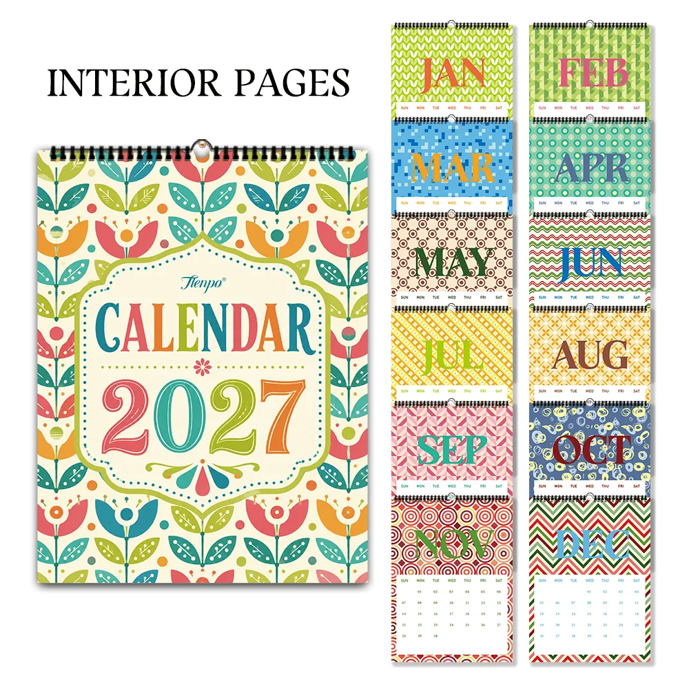 1pc 2027 Wall Calendar,Colorful Geometric Pattern Theme,12-Month Monthly Planner,Perfect Gift For Birthdays, Christmas, New Year