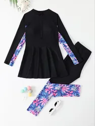 2026 Girls Swimsuit Kids Swimwear Female Long Sleeve Beach Dress & Pants Children's Bathers Bathing Swimming Swim Suit Beachwear