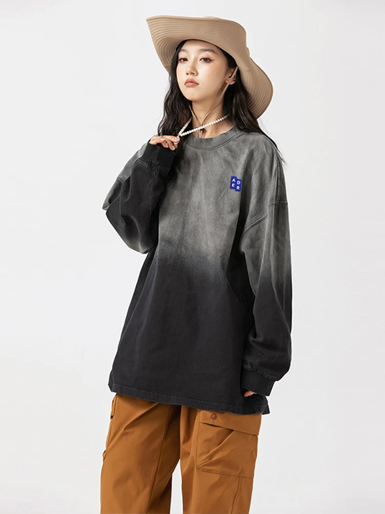 تي شيرت رجالي عصري بأكمام طويلة متدرجة الألوان، قميص فضفاض غير رسمي كطبقة أساسية للأزواج، مناسب للربيع والخريف، مريح عند الار... #4