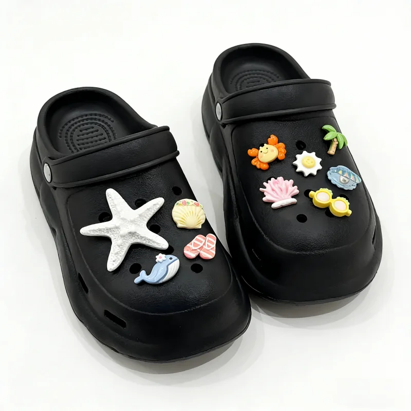Cute Summer Beach Shoes Charms Set Starfish Whale & Palm Tree Shoe Accessories Perfect Gift for Girls and Vacation Lovers