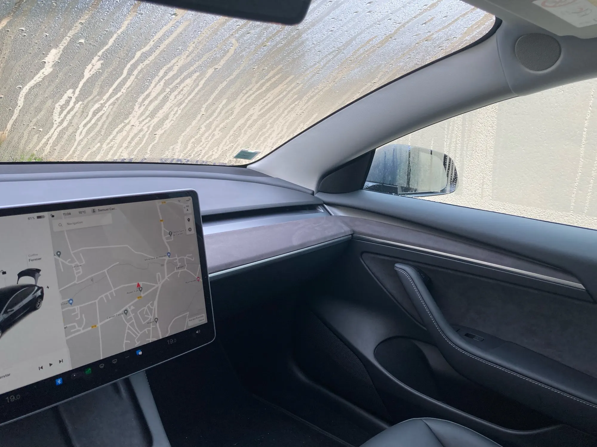 For Tesla Model 3 2021-2023 & Model Y Interior Dashboard & Door Wood Modify Decor Adhesive Panel Cover Trims - Origin Gray Suede