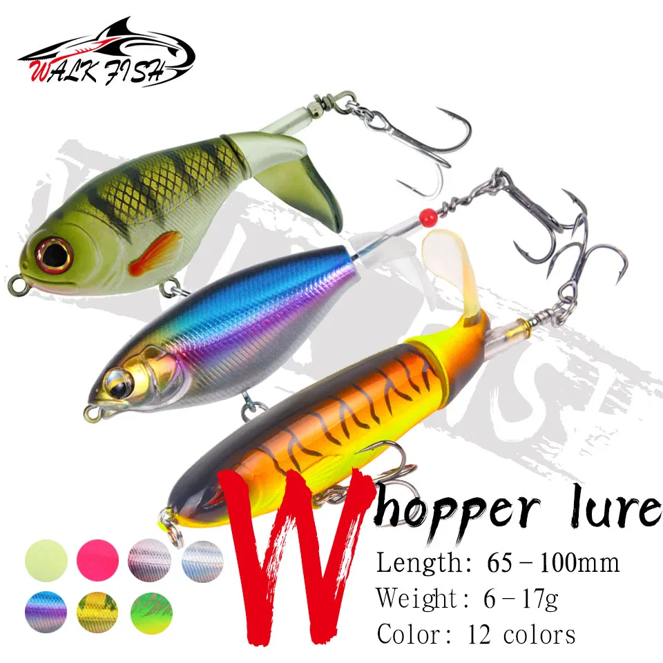 WALK FISH Topwater Fishing Lure 6g/10g/13g/17g Whopper Popper Wobbler Artificial Hard Bait Bass Plopper Soft Rotating Tail