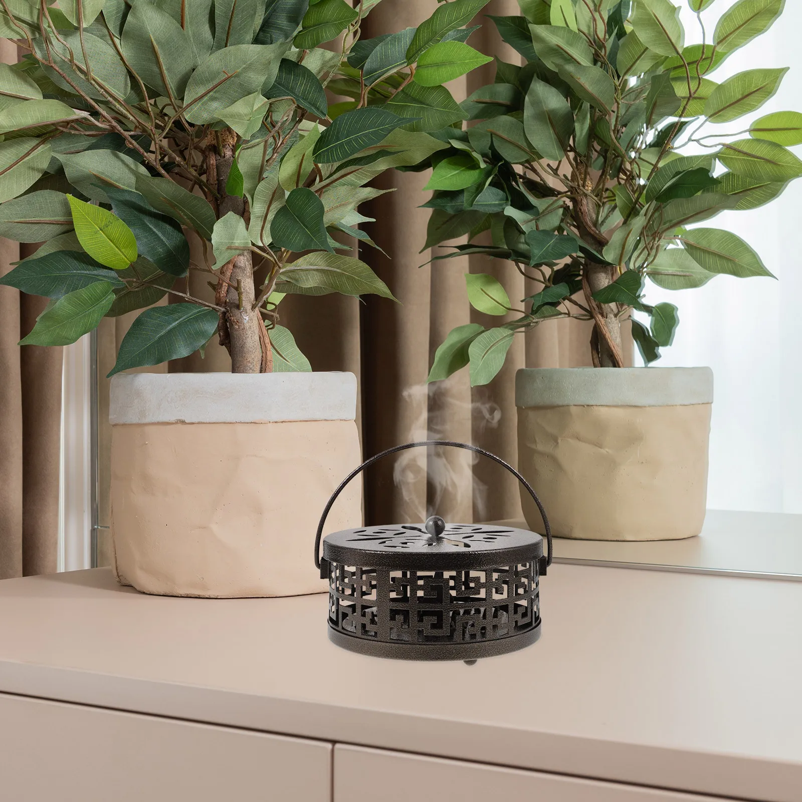 

Incense Coil Holder Box Sandalwood Burner for Home Office Clean Ash Tray Metal Coil Burner Stand Indoor Use Coils Indoor Use