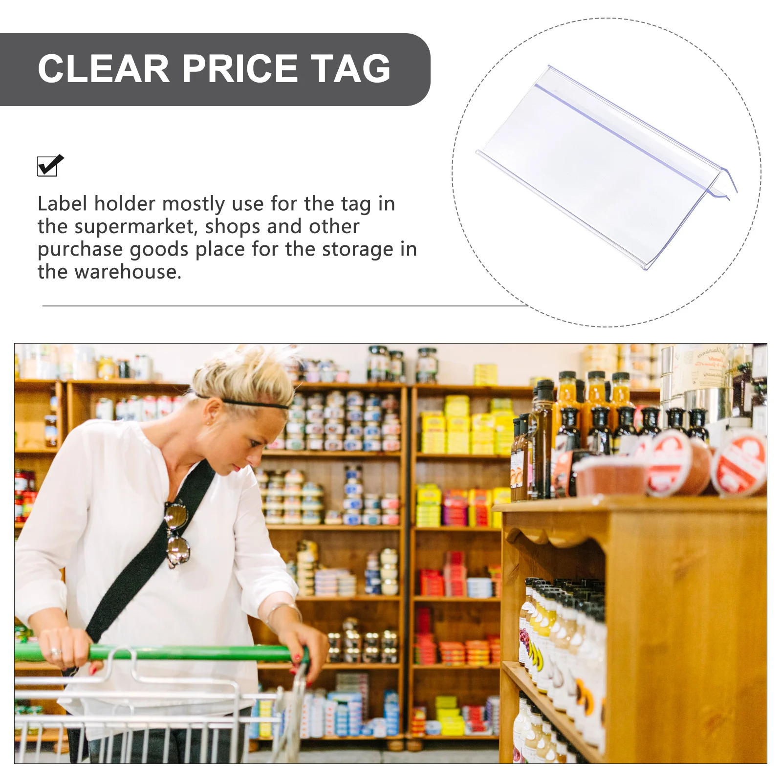 

30pcs Plastic Price Tag Holder Supermarket Clear Transparent Label Display Stand Retail Shop Sign Merchandise Ad Display Durable