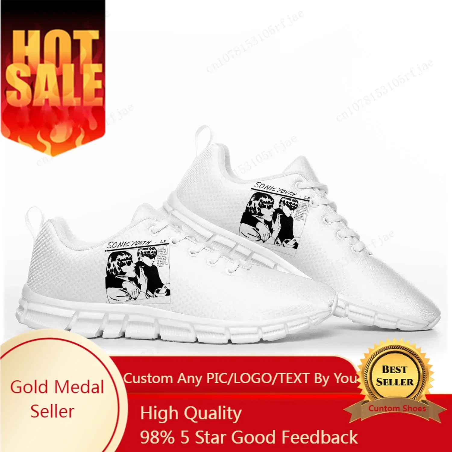 Sonic Youth Rock Punk Sports Shoes Mens Womens  Sneakers Casual Custom Couple Shoes White