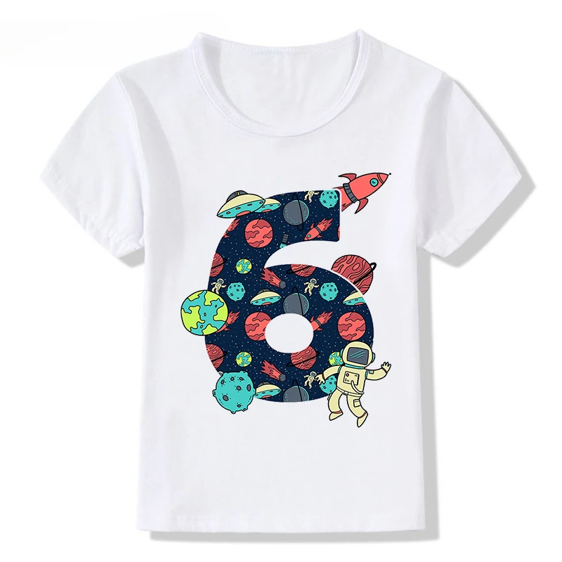 Cartoon Kids Cotton T Shirt for Boys Children Clothing Girl Clothes Birthday 6 7 8 9 Years Tshirt Nine Planets Graphic Tee Shirt