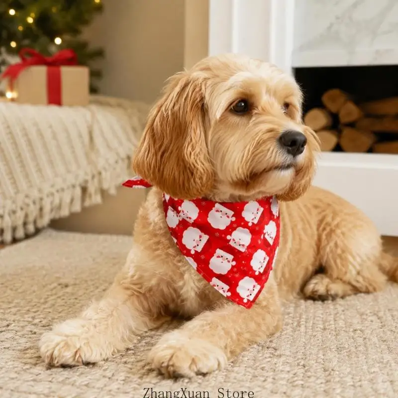 Haustierzubehör zum Anbinden, Bandanas mit Weihnachtsdruck, für Hunde und Katzen, saisonale Dekorationen 3XUF – Detail 4