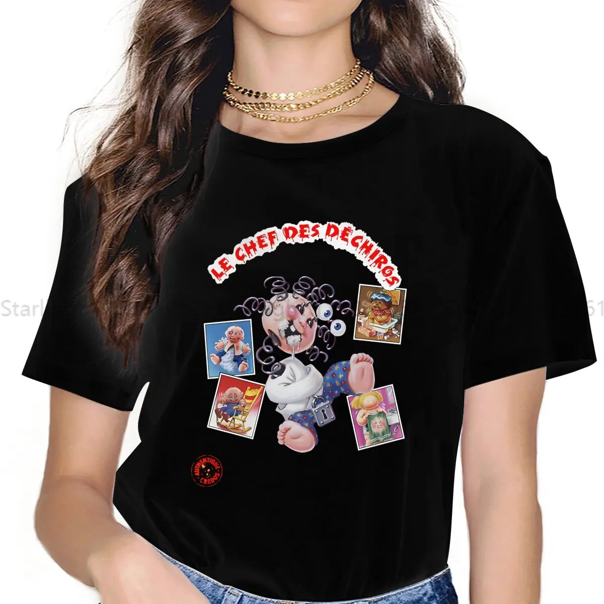 Garbage Pail Kids Girls T Shirt Le Chef Des Déchiros Les Crados French GPK Female Tops Polyester Kawaii Y2k Tees Ladies Tshirt