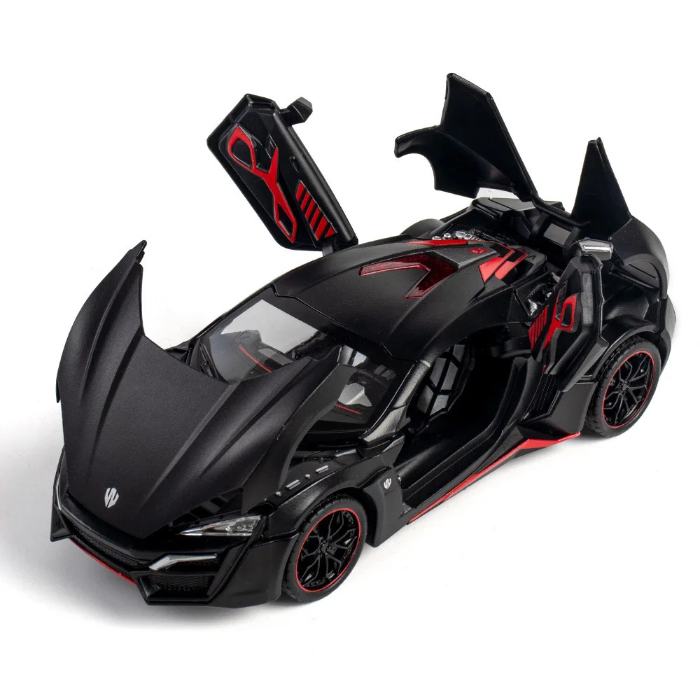 Lykan – supercar en alliage moulé sous pression 1:24, modèle de voiture, jouet de Simulation de Limousine, son et lumière, jouets décoratifs avancés pour garçon