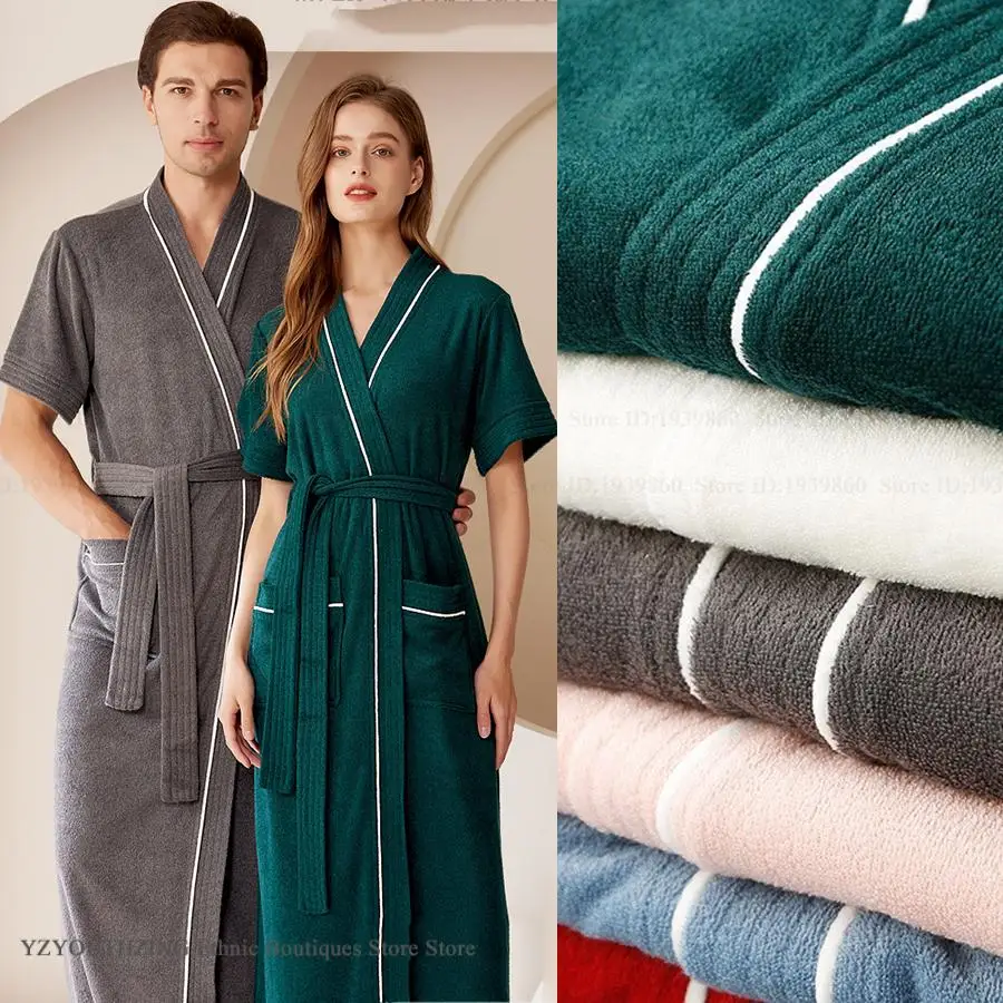 

PLUS SIZE Couple Long Robe Sleepwear Home Dress Terry Towel Kimono Bathrobe Gown Loose Women's Negligee Nightwear Lounge Wear