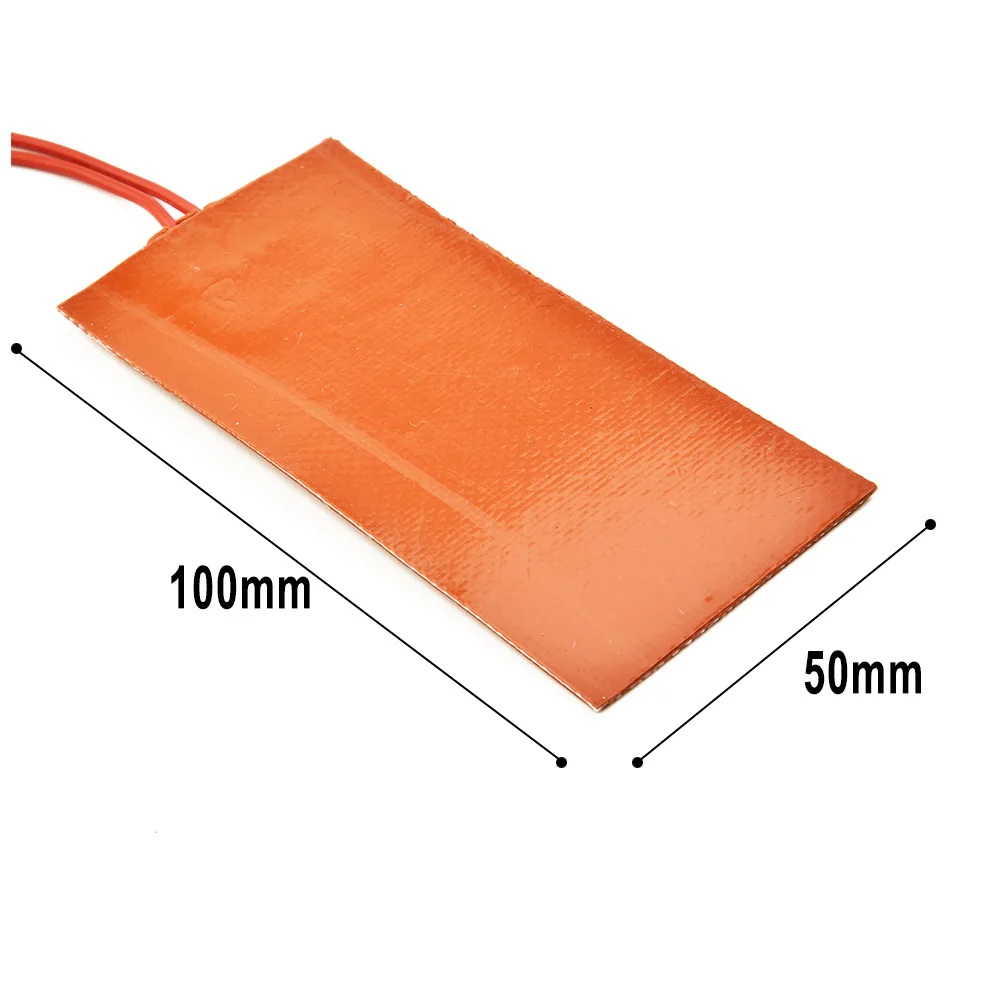 1pc Silicone Heater Pad With Backing Adhesive 12V 15W 50*100mm Heating Pad For 3D Printer Car Fuel Tank Tool Parts