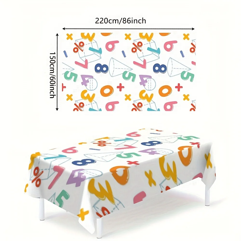 The bright tablecloth, featuring colorful mathematical symbols and numbers - perfect for...zyc