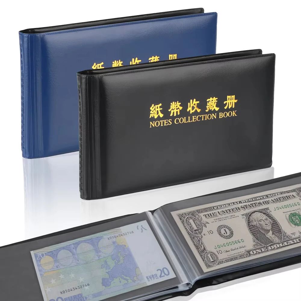 1pc 30 Pages Paper Money Album Banknote Money Collection Album Currency Holder with Clear Pockets for Collectors Protective Bag
