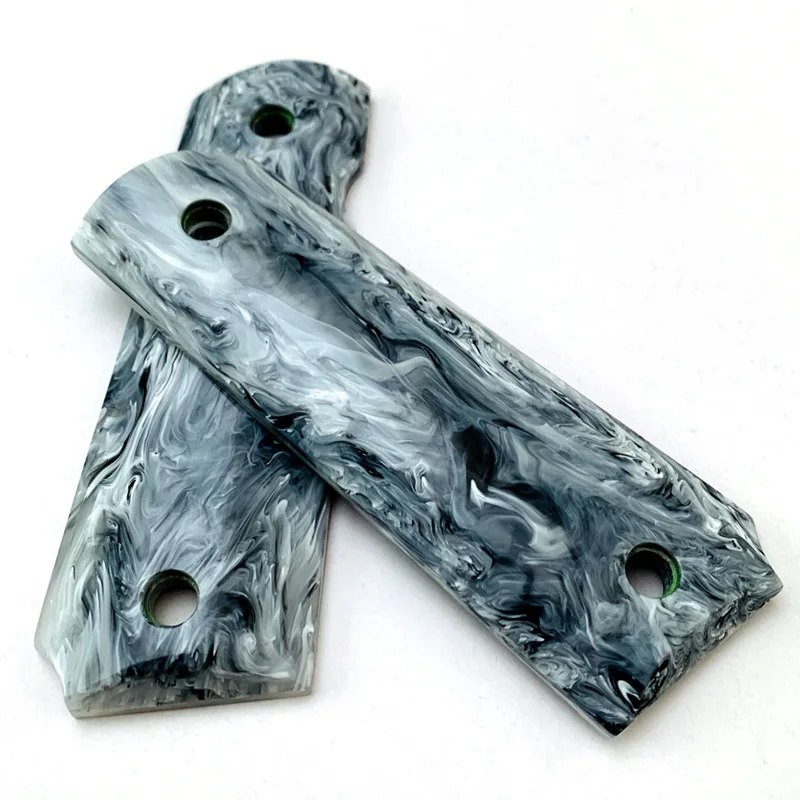 1911 Modified Handle Accessories - Marble Acrylic Grips, CNC Machined Tool Holder Material