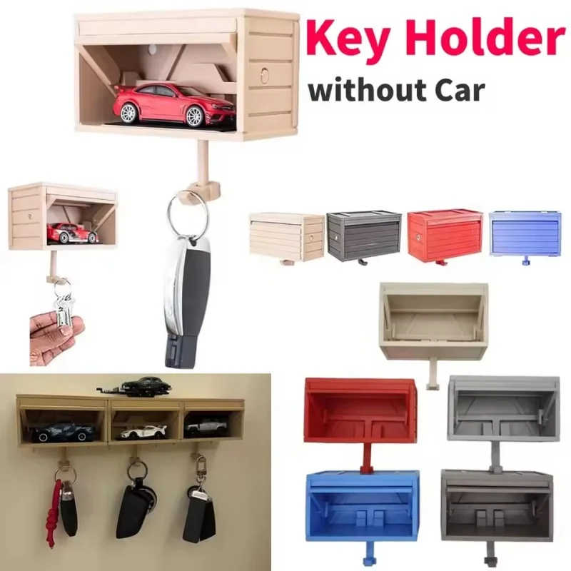 

1PC Car Garage Key Holder with Opening Door Fun 3D Printed Key Organizer Wall Mount Easy Installation Key Rack for Entryway