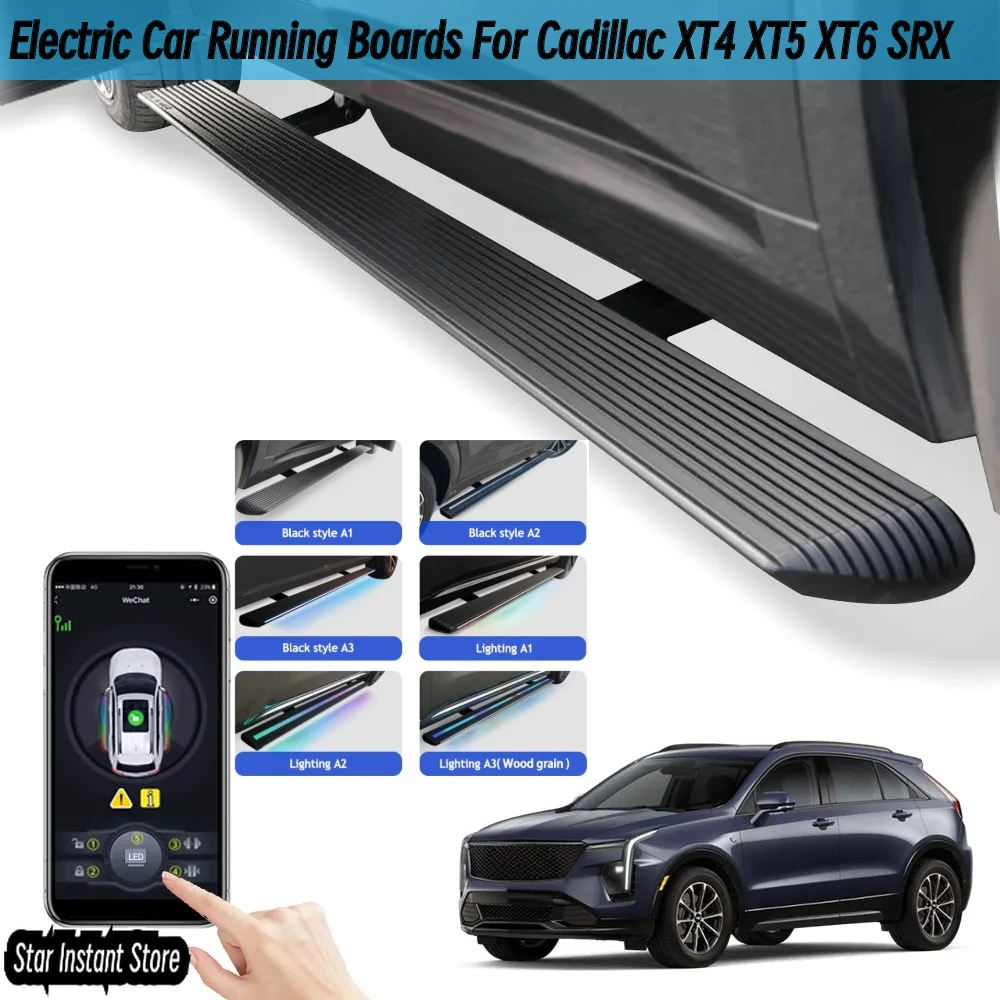 

Auto Retractable Running Boards for Cadillac XT4 XT5 XT6 SRX, Electric Side Steps with LED Lights Anti-Slip Pedal