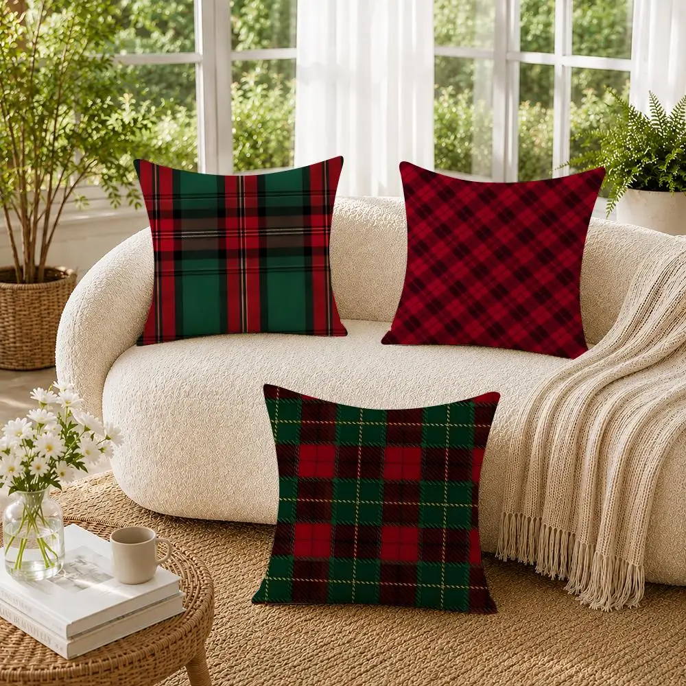 Nordic Scottish Pattern Tartan Cushion Cover Pillowcase Sofa Living Room Home Gift Office Decor Protective Covers