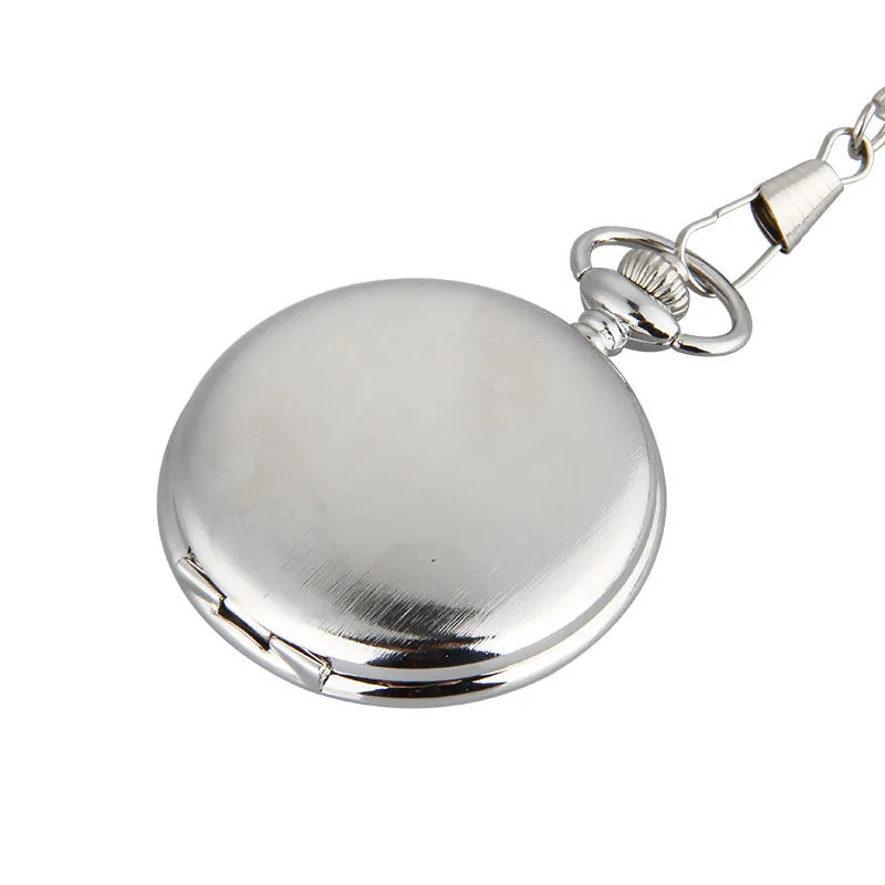 Orologio da tasca al quarzo Vintage di lusso per uomo custodia con incisione Laser a cavallo vecchio orologio a catena Fob per orologi da collezione