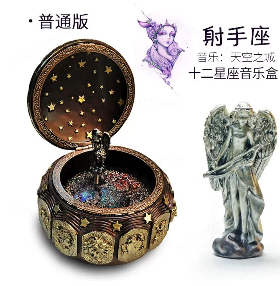 Twelve constellation music box Manual Arts 12 Constellation Musical Boxes with Led Flash Lights Valentine's Day Birthday Gift