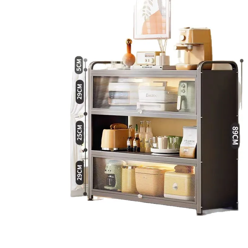 Kitchen rack Floor-to-ceiling multi-layer desktop dust-proof storage Multifunctional dining side storage rack Seam corner rack