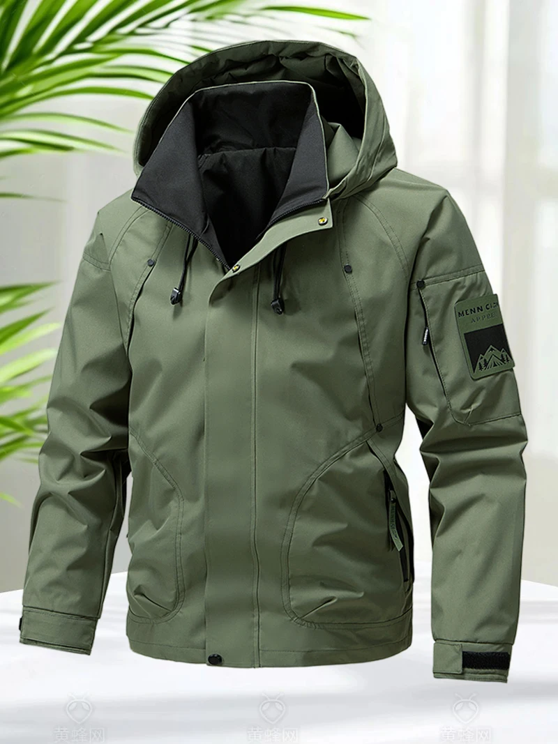 Giacca impermeabile da uomo Outdoor Softshell Zip Up Giacca con cappuccio Giacca a vento Escursionismo Cappotti da campeggio Cappotti leggeri primaverili autunnali