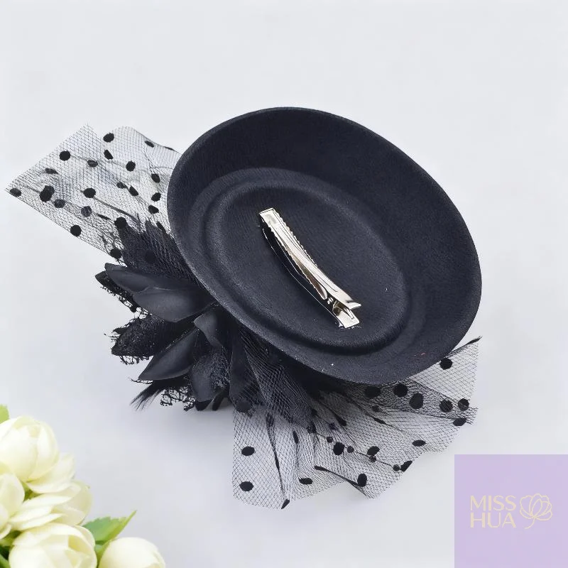 2025 جديد هوا الأسود اللؤلؤ زهرة مشبك شعر قبعة الاصطناعي شبكة علبة حبوب منع الحمل للنساء أنيقة قبعة رسمية مجوهرات اكسسوارات هوا هوا #5