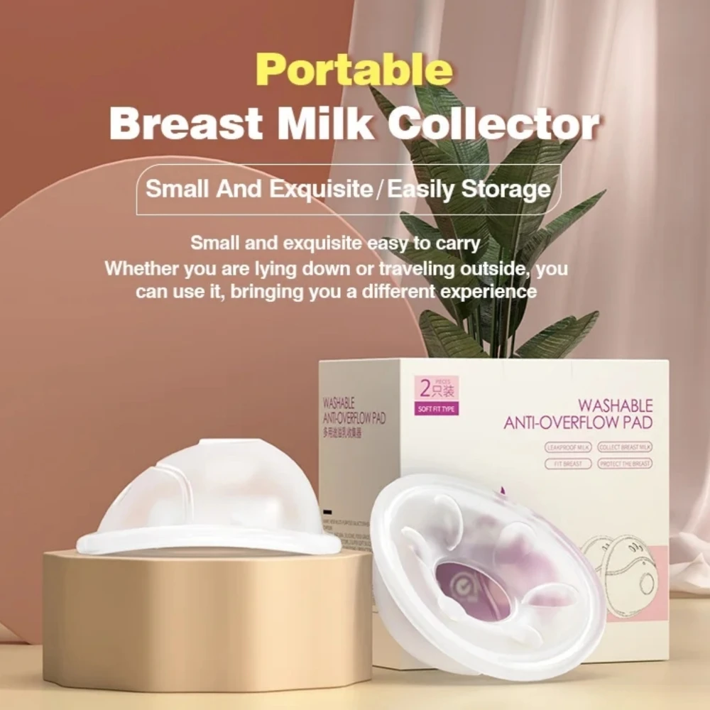 Portable Wearable Breastmilk Collectors BPA Free Shells Milk Collection Cup Reusable & Washable Nursing Pads For Breastfeeding