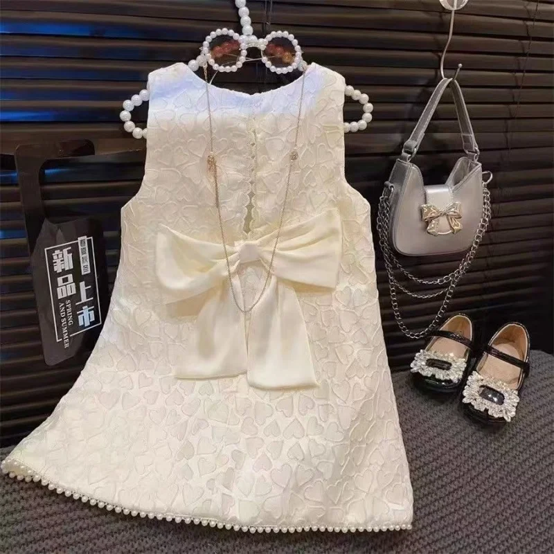 Toddler Baby Girls Classic Dresses Kids Heart Elegant Wedding Princess Party Dress Children Birthday Baptism Formal Clothing
