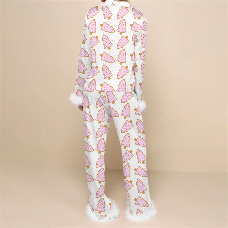 Dourbesty Women Christmas Pajamas Lounge Set Santa/Christmas Tree/Boots Print Shirts Tops and Pants 2Piece Sleepwear Outfit 2024