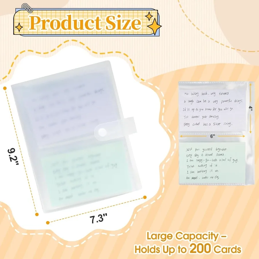 4x6 حامل بطاقة الفهرس المنظم واضح بطاقة الموثق ل Flashcard Notecard وتخزين بطاقة الوصفة 50 ورقة الأكمام البلاستيكية Inde