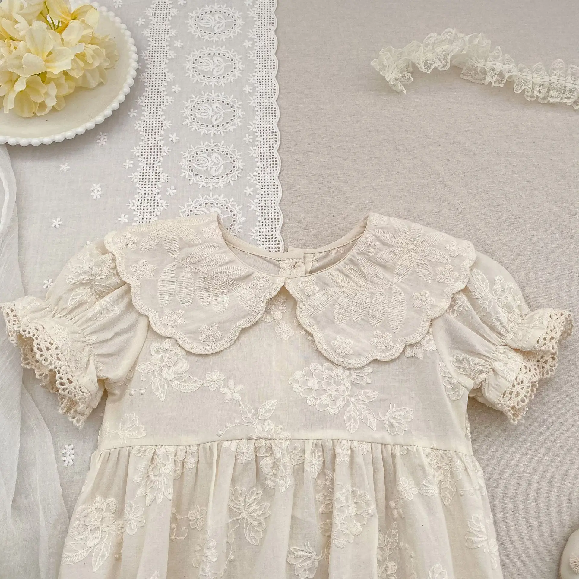 2026 Neuer Sommer-Strampler für Neugeborene, Kurzarm, Baumwolle, Bestickt, Koreanischer Stil, Süßer Kinder-Strampler, Dünne Outdoor-Kleidung – Detail 8