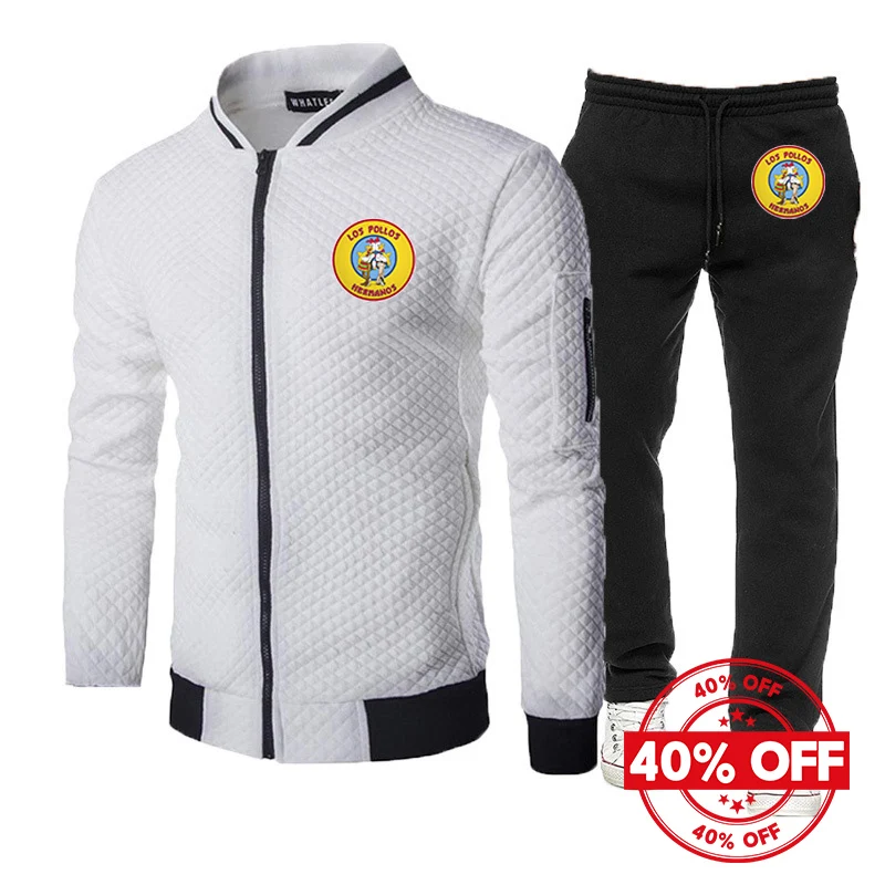 

Весенне-осенние мужские толстовки на молнии LOS POLLOS Chicken Brothers с принтом логотипа, новый тип, толстовки на молнии + тонкие длинные брючные костюмы