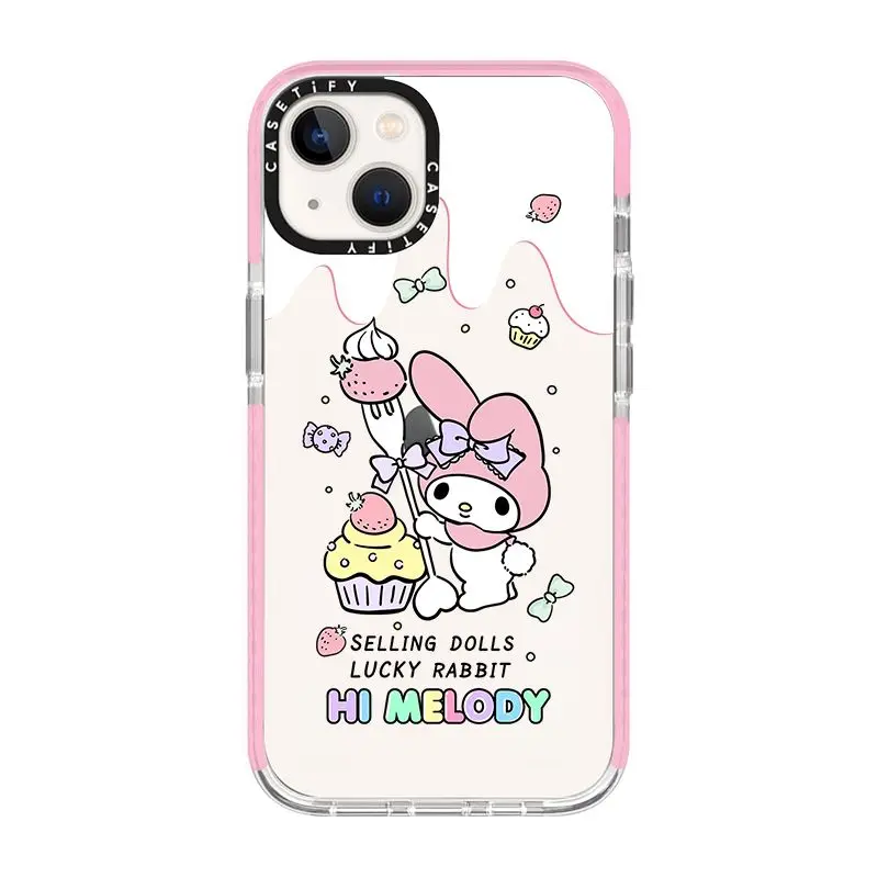 Sanrio Cartoon Strawberry Cake My Melody Phone Case Anti-fall Soft Protection Case for iPhone 11 12 13 14 Pro Max X XS XR 7 8