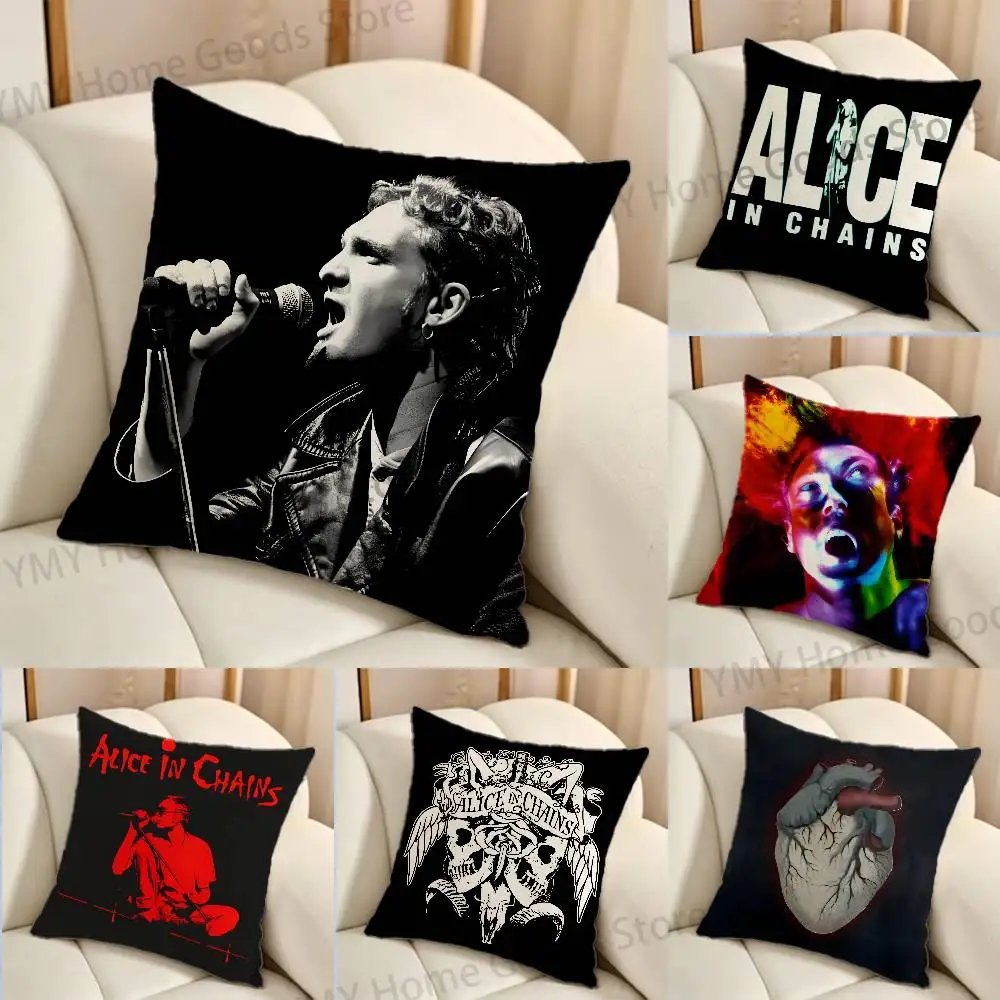 Layne Staley Alice in C-Chains Print Throw Pillow Cover Square Cushion Case for Living Room Bedroom Decor