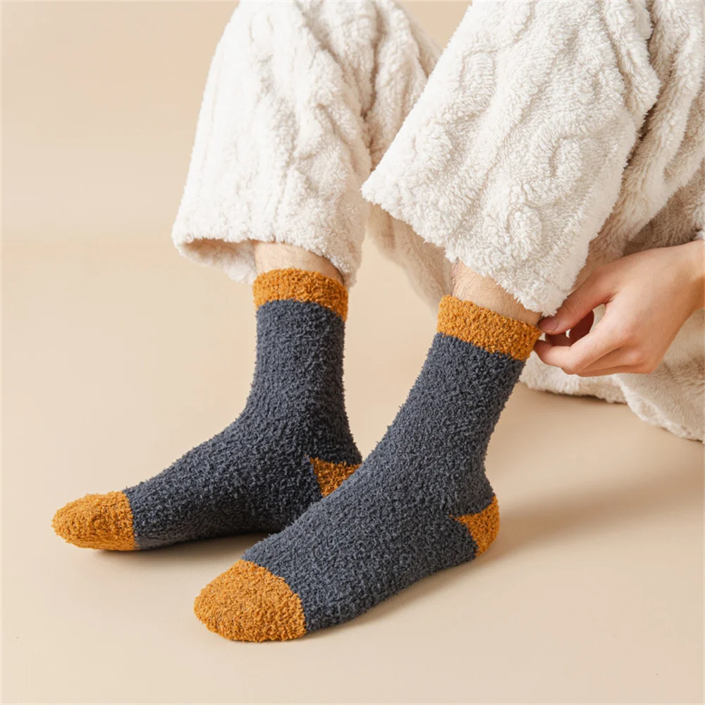 Men Thicken Socks Winter Fluffy Socks Floor Terry Towel Fuzzy Socks Coral Velvet Sleep Socks Winter Warm Creative Christmas Gift