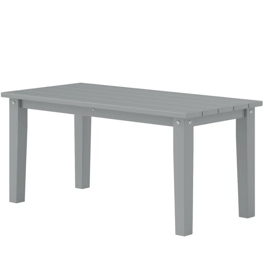 

Rectangle Outdoor Coffee Table HDPE AllWeather Outdoor Patio Table with Slatted Tabletop for Yard Balcony Gray