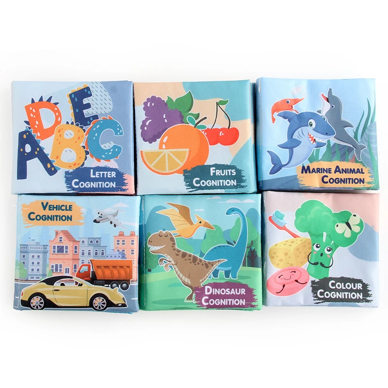 Kleurrijk stoffen boek voor kinderen, educatief speelgoed, interactief speelgoed voor dieren/groenten/auto's, interactief geluidspapier voor vroeg leren