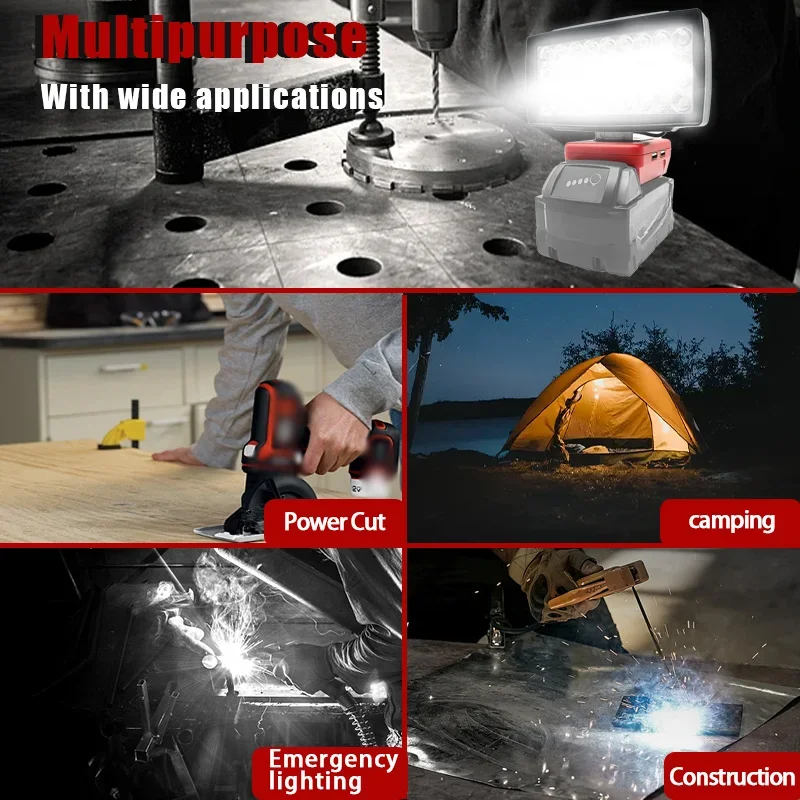 36 Beads LED Car Working Light Flashlight Electric Torch Spotlight USB Power Bank For Milwaukee 18V 48-11-1835 Li-ion Battery