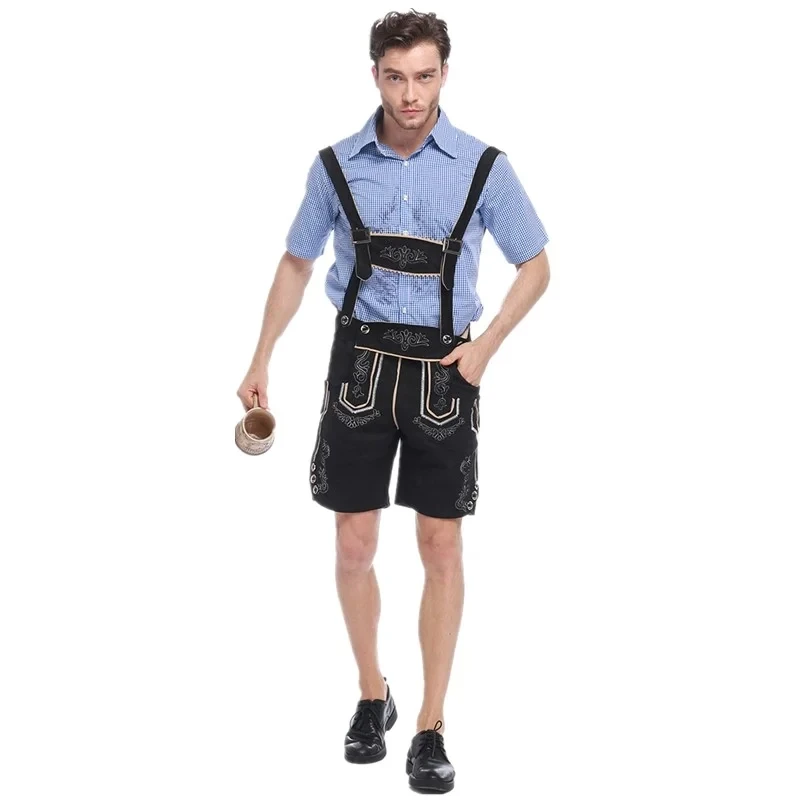 

Adult Men's Traditional Bavarian German Oktoberfest Suspenders Carnival Party Cosplay Costume Beer Leather Pants Costume Suit