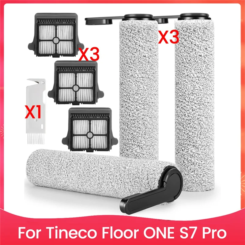استبدال فرشاة الأسطوانة SANQ لـ Tineco Floor ONE S7 Pro بكرات فرشاة المكنسة الكهربائية اللاسلكية وملحقات مرشحات Hepa