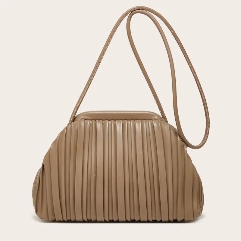 

1pcs Crinkle PU Cloud Shoulder Bag Women - Minimalist Crossbody Dumpling Purse for Daily Work Dating